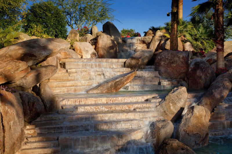 landscape design with waterfall